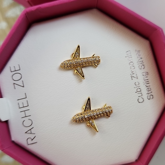 Rachel Zoe Jewelry - Rachel Zoe Post Earrings Sterling Silver CZ  Fun Simple Chic Airplanes